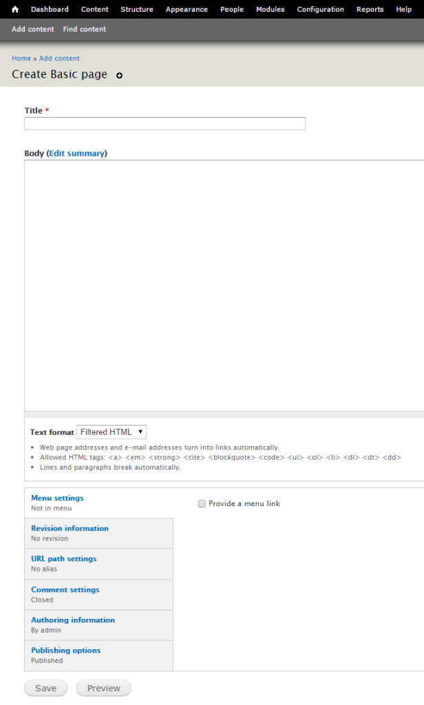 drupal-create-basic-page
