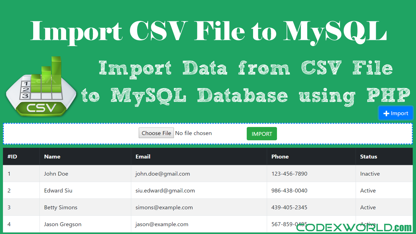 Import file. Import php. How to Import CSV in MYSQL. Php import
