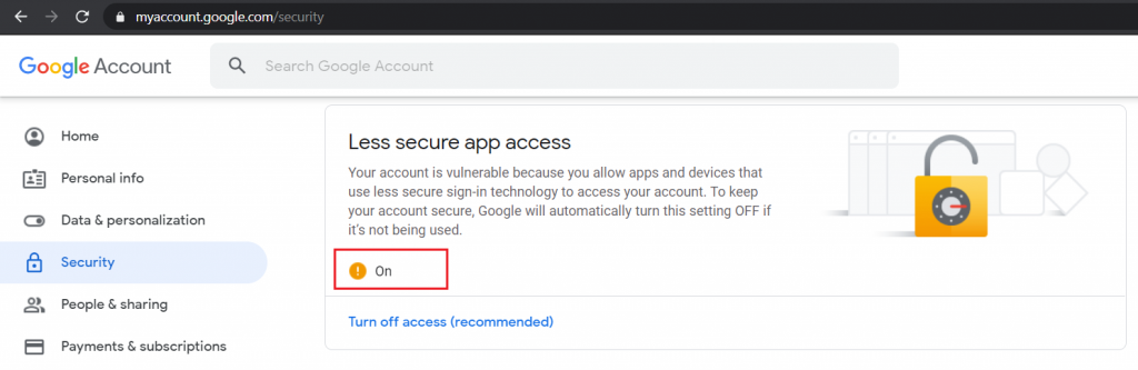 google-account-security-less-secure-app-access-gmail-smtp-codexworld