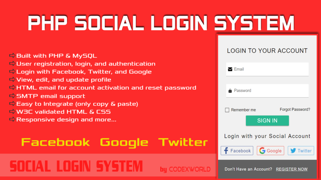 PHP Social Login System