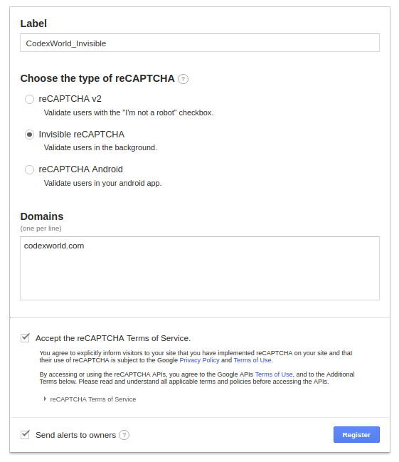 google-invisible-recaptcha-register-site-codexworld