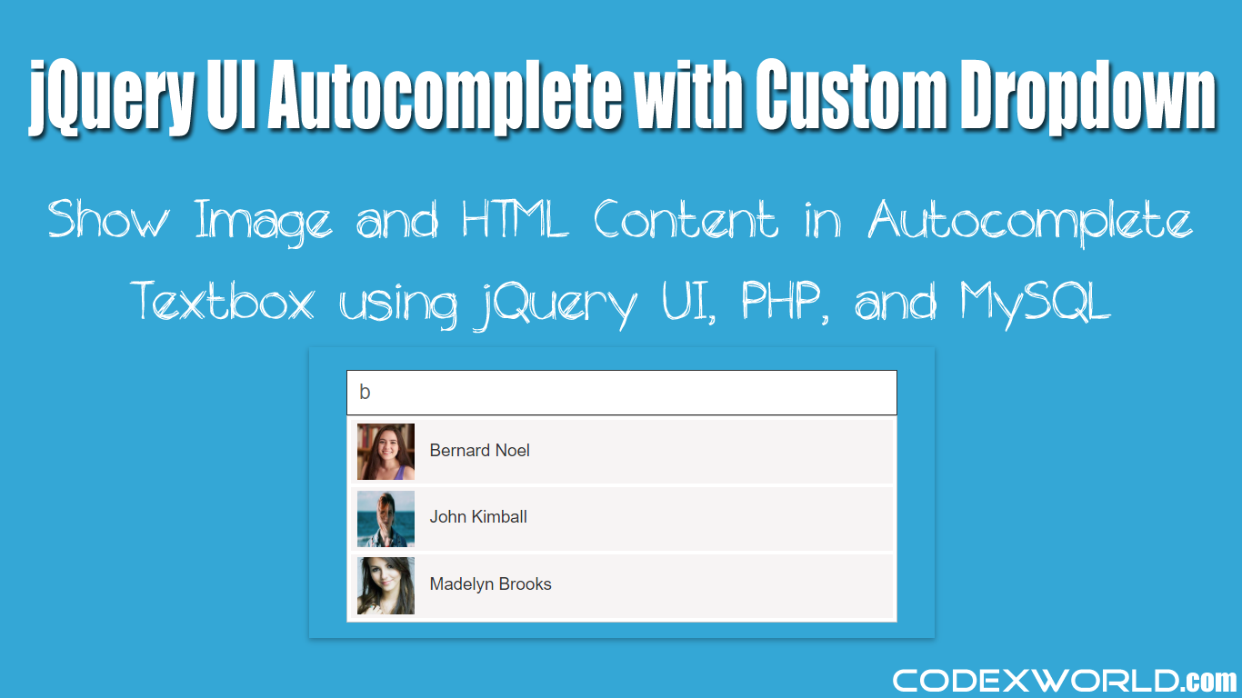 jQuery UI Autocomplete with Images and Custom HTML in PHP   CodexWorld