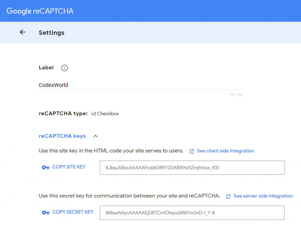 google-recaptcha-settings-site-secret-api-keys-codexworld