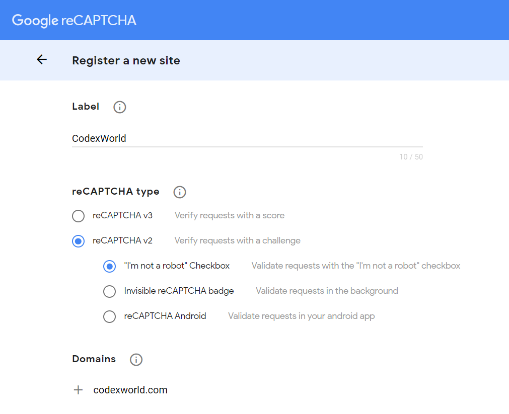 google-recaptcha-website-domain-registration-codexworld