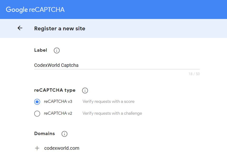 google-recaptcha-v3-register-website-domain-codexworld
