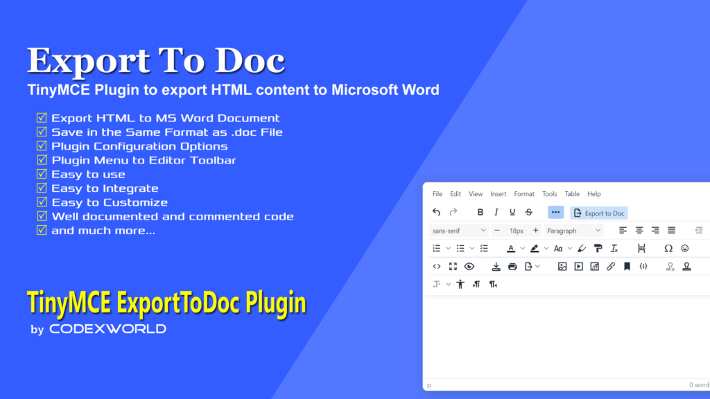 TinyMCE ExportToDoc Plugin